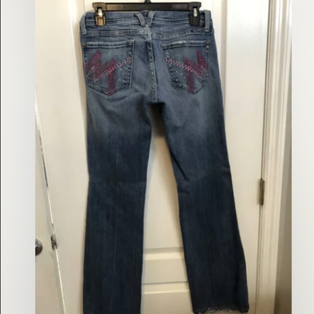 Miss Me Boot Cut Pink Design Pocket Jeans Size 29